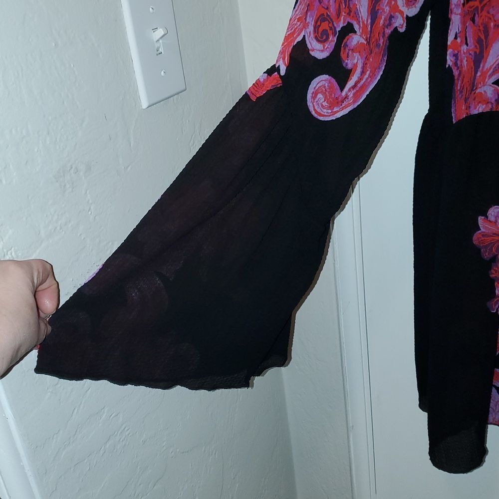 FREE PEOPLE INTAMATELY SYMPHONY Dark Garden Smock Dress Sz M Pink Black NWOT - Picture 7 of 10